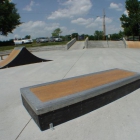 A box, spine, ledges, 7 stair, rail, and quarterpipe