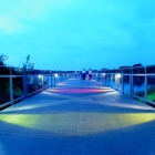 The Gray's Lake bridge at dusk